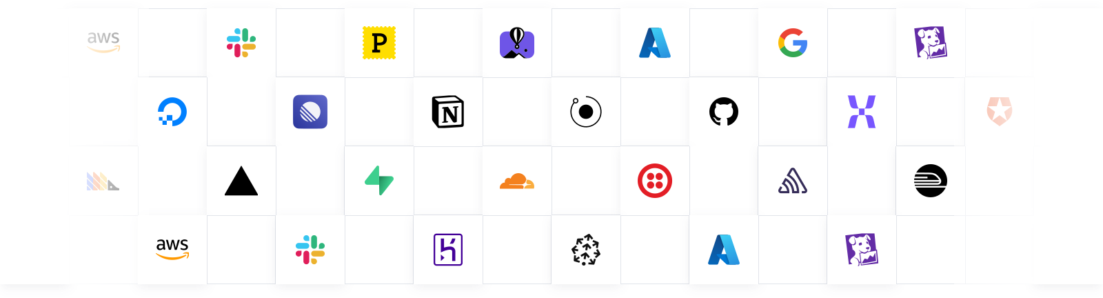 BlueDocs integrations with AWS, Slack, PostHog, Linear, Azure, Google, Asana, Notion, GitHub, X, Heroku, and other popular tools